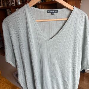 Adrianna Papell Mint Green V-Neck Lightweight Short Sleeve Sweater